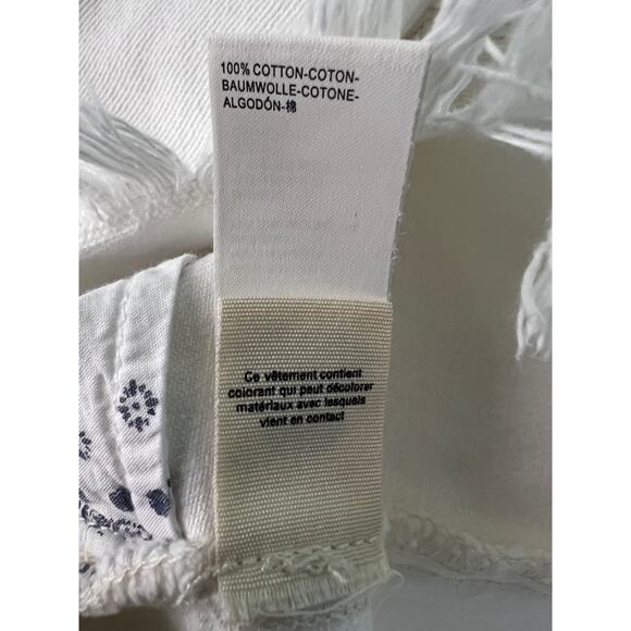 We The Free Free People Side Car White Denim Raw Hem Mini Skirt Size 26 - Picture 7 of 11